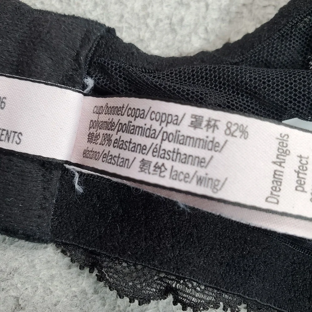 Victoria's Secret Women Bra 34DD Black Dream Angels Perfect Coverage T Shirt
